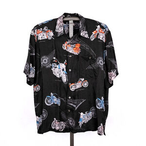 Tori Richard x Harley-Davidson Men's Silk Button-Up Shirt Motorcycle Biker LARGE